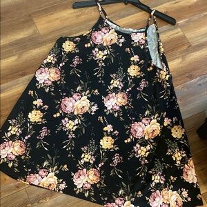 Wildflowers Black Pink Halter A-line Mini Dress